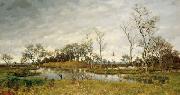 unknow artist Landscape of swamp with heron Spain oil painting artist